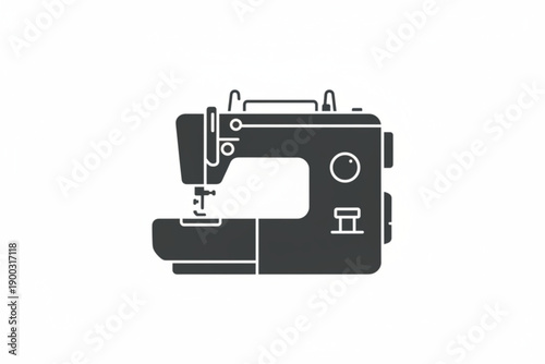 Sewing Machine Icon: A sleek, monochrome illustration of a sewing machine, a symbol of craftsmanship and textile arts. 