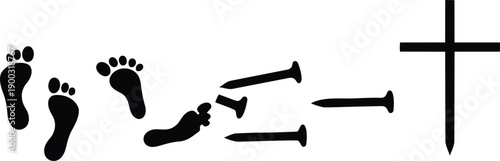 Pet paw prints and plus sign minimalist flat design vector illustration for pet care and adoption