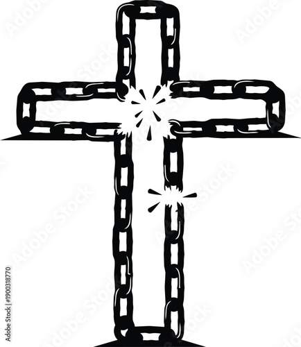 Christian cross religious symbol isolated on white background minimalist flat design vector illustration