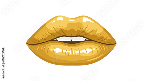 Pixel art golden lips with teeth showing