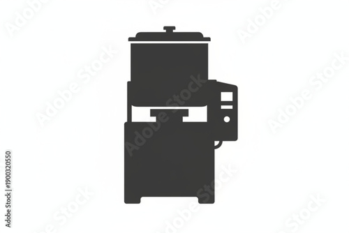 Industrial Machine Silhouette: A minimalist monochrome silhouette captures the essence of a powerful industrial machine. Perfect for illustrating concepts of manufacturing and industry.