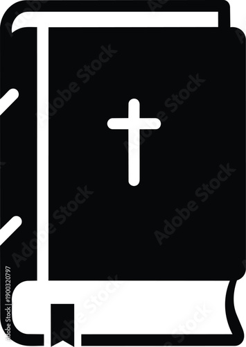 Holy Bible book icon with cross symbol vector illustration