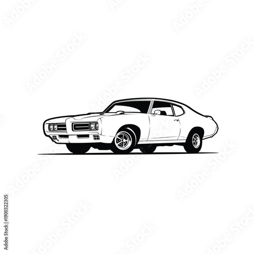 Monochrome silhouette of american muscle car vector EPS isolated