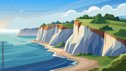 Coastal Cliff Landscape With Ocean and Rocky Shore