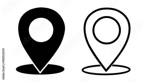 Location Pin Icon Vector Set Flat Linear Style for Map Navigation