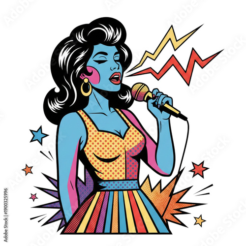 female singer artist object with pop art design.