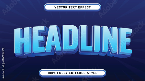 Dynamic blue 3D text effect, a vibrant editable vector style perfect for eye-catching headlines, modern graphic designs, and engaging content