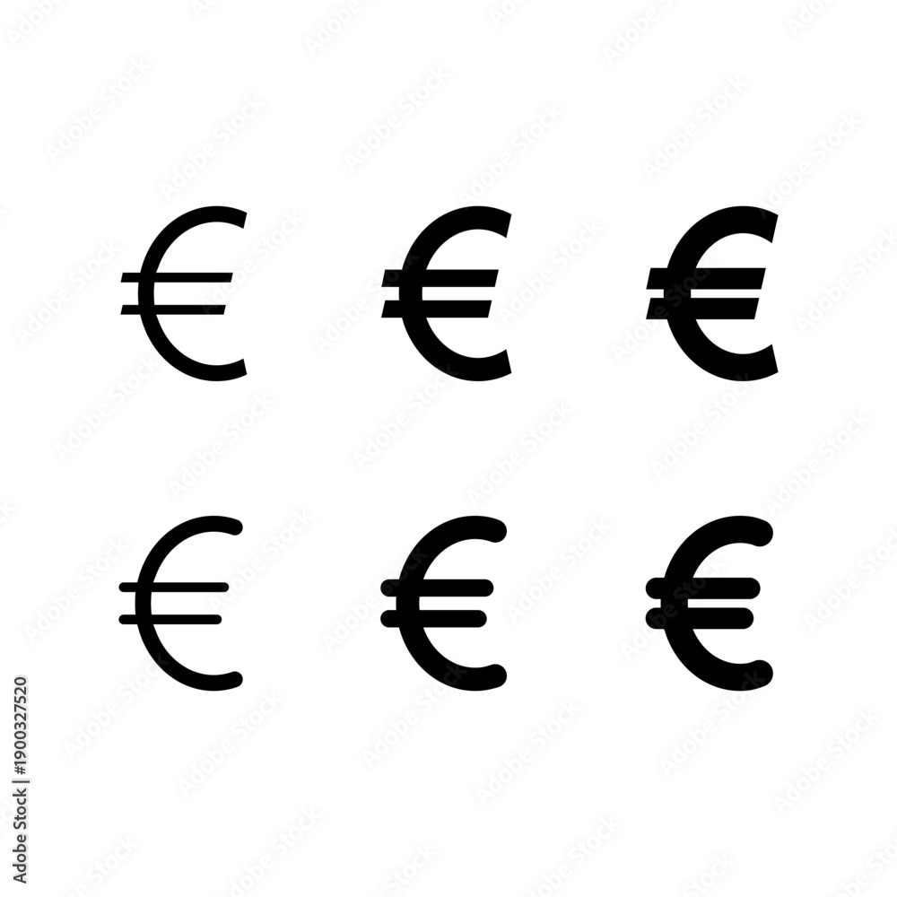 Obraz premium Euro currency icon set in light to bold design. European money symbol. Europe financial sign
