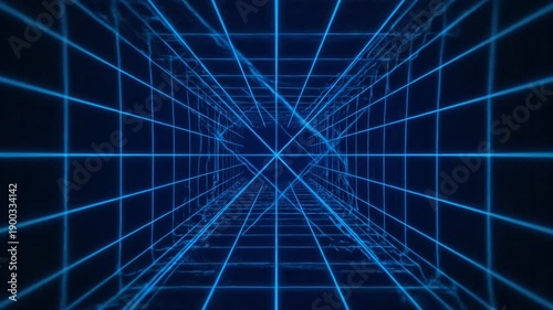 Blue Grid Lines Moving Towards Center.