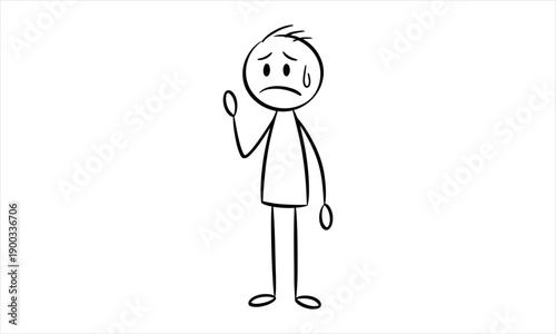 A single Stick Figure feeling anxious, depicting worry, stress, and concern