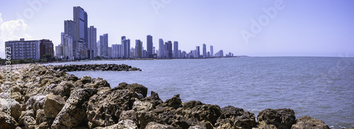 Panoramic View of Cartagena de Indias Skyline and Caribbean Sea, Colombia