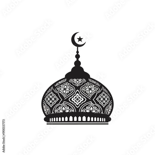 Islamic Mosque Dome with Crescent Moon.