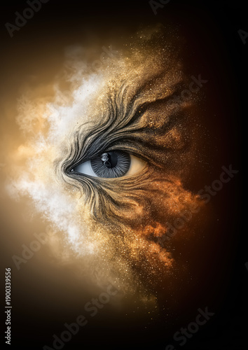 Surreal Eye Art in Brown Sand Swirls Depicting Creative Vision