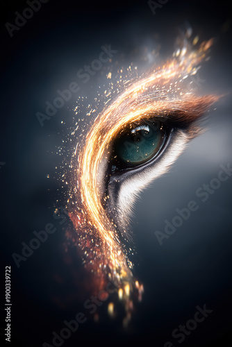 Eye of Fire Sparkle Fusion, Mystical Vision Unfolding, Digital Art Effect
