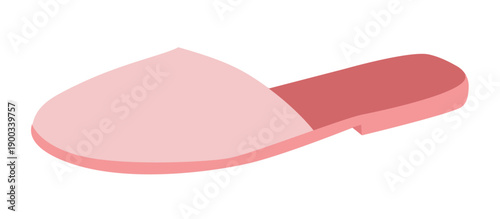 pink slide slipper shoe women flat. Closed toe house sandal for casual summer outfit comfy wardrobe. Technical fashion illustration CAD mockup smooth vector man unisex isolated trendy style.