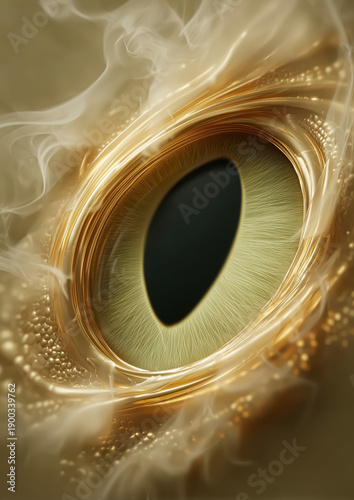 Mystical Eye Closeup with Smoky Golden Swirls