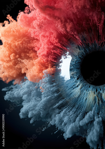 Colorful Abstract Eye with Explosive Paint Concept