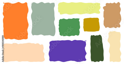 Set of wavy organic blob spots. Colorful fluid islands and soft clouds for background fills, sticker graphics and abstract compositions. Irregular patch silhouettes vector illustration.