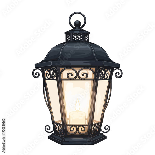 Outdoor Black Metal Lantern Light Fixture.