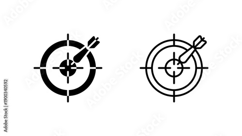 Target dart Crosshair Arrow Icon Outline Glyph Style Precision Concept