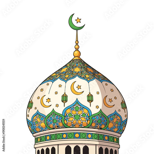 Ornate Dome with Crescent Moon Finial.