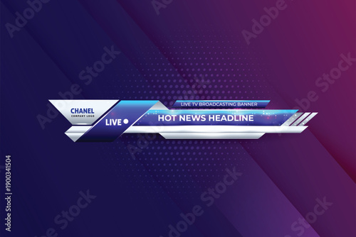 TV screen highlight breaking news Live stream futuristic blue purple gradient lower third sports banners template