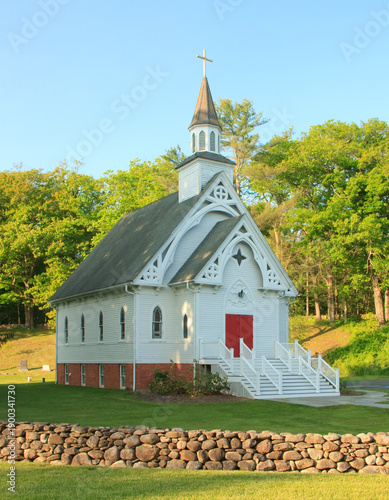 Canvastavla Saint Bridget's Church on a spring afternoon in Sharon, Connecticut