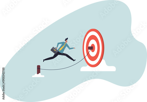 Set goal and take action to achieve goal or target, aiming or motivation to grow business and success,about a man and his life.