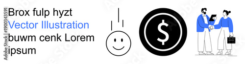 Business relationships, finance management, team collaboration, financial transactions, corporate deals, monetary concepts. happy face, dollar symbol handshake graphic. Business collaboration