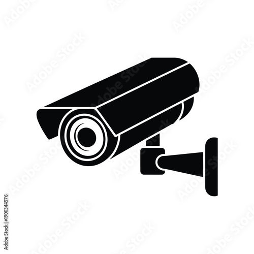 Silhouette security camera mounted on a wall bracket provides clear warning of surveillance and monitoring.