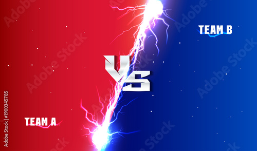 Versus vs fight competition realistic Electric Lightning Team battle screen futuristic sports background