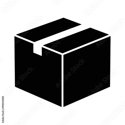 Black cardboard box icon