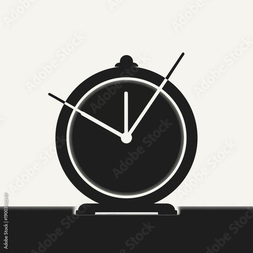Retro alarm clock silhouette, abstract time concept