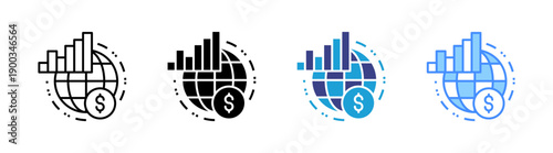 Economy icon set multiple style collection