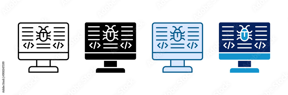 Fototapeta premium Code Debugging Icon Set Multiple Style Collection