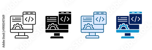 Web Development Icon Set Multiple Style Collection
