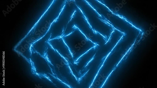 Blue Neon Light Geometric Shapes Animation.