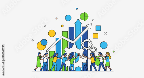 Business Team Analyzing Growth Chart Together.