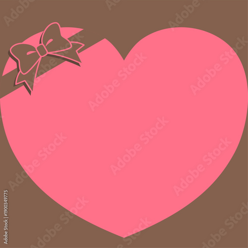 ツートンカラーのバレンタイン販促素材　正方形にハートとリボン