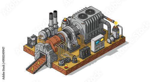 Detailed Isometric View of Industrial Machinery.