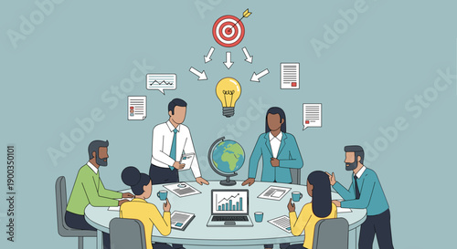 Diverse Team Brainstorming Around Table.