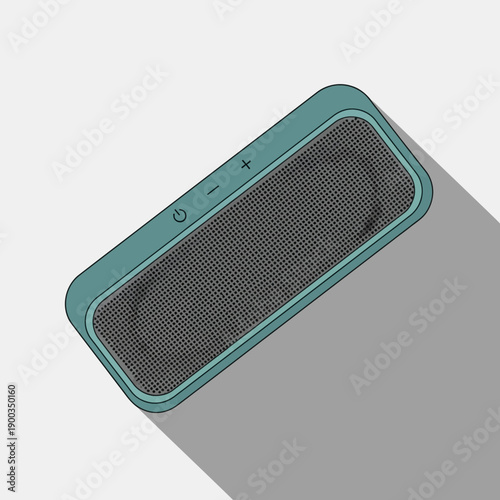 Portable Bluetooth speaker, flat design illustration with long shadow
