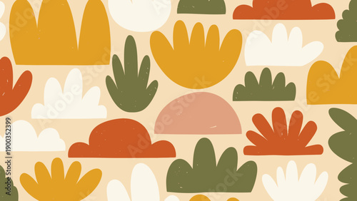 Abstract Organic Shapes Pattern Mid Century Modern Style.