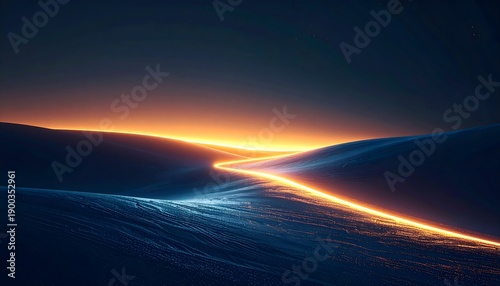 Abstract horizon line made of soft glowing light against darkness. Abstract Ramadan Inner Horizon Background
