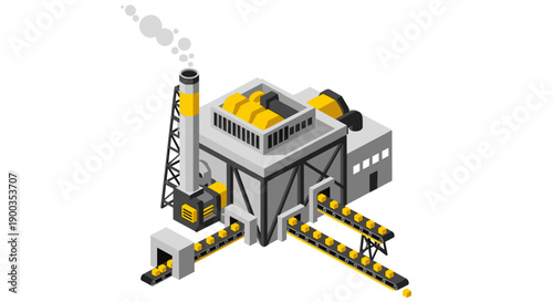 Industrial Factory Building with Conveyer Belts.
