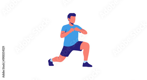 Man Exercising in Lunge Position.