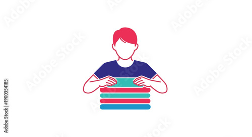 Man holding a stack of books.