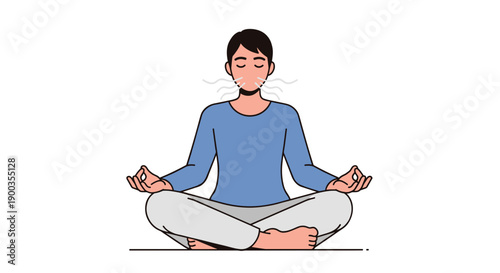 Man Sitting in Lotus Position Meditating.