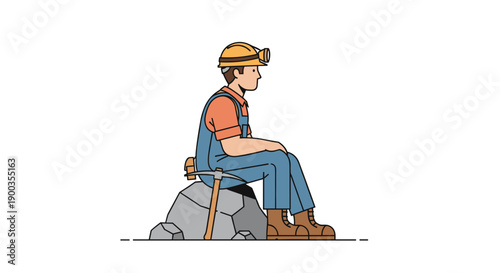 Man Sitting on Rock Relaxing Profile.