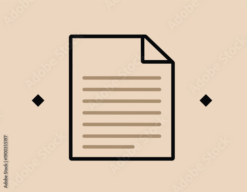 Simple Line Art Illustration of a Document with Text.